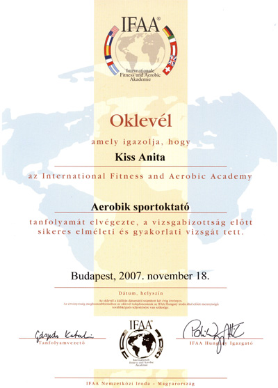 Aerobik oktató - 2007